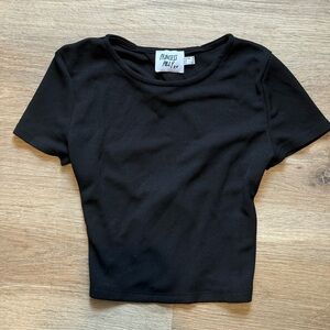 Princess Polly Black Open Tie Back Crop Top